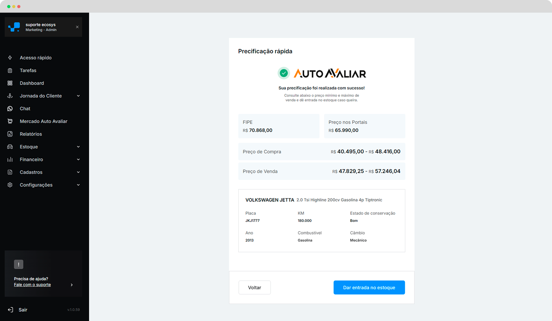 mockup home precificação rápida